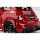 a close up of a red car
