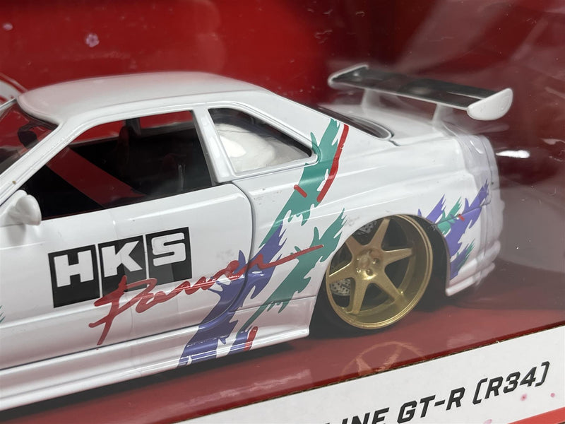 Nissan Skyline 2002 GTR R34 JDM Tuners White 1:24 Jada 36339