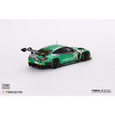 a green race car with black text