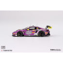 a purple race car with yellow and black graphics