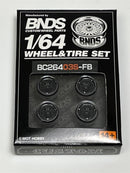 BNDS Custom Wheel Parts Wheel and Tyre Set Flat Black 1:64 MOT Hobby BC26403SFB