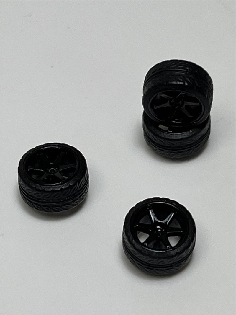 BNDS Custom Wheel Parts Wheel and Tyre Set Gloss Black 1:64 MOT Hobby BC26401SBK