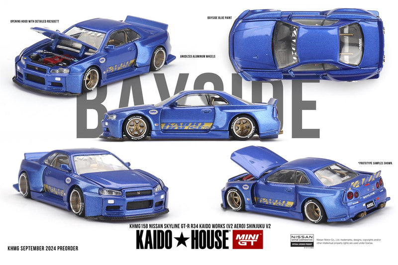 Nissan Skyline GT-R R34 Kaido Works Shinjuku V2 1:64 Mini GT KHMG158