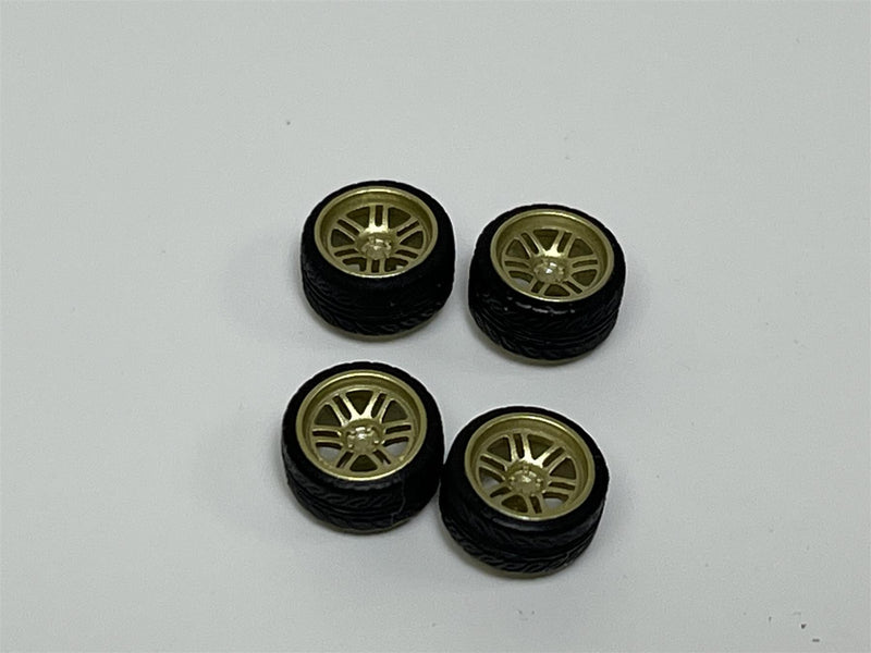 BNDS Custom Wheel Parts Wheel and Tyre Set Gold 1:64 MOT Hobby BC26403SGD