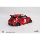 a red car with white numbers