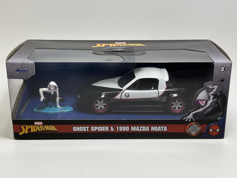 Spiderman Ghost Spider Figure and 1990 Mazda Miata 1:32 Scale Jada 33662 253223014