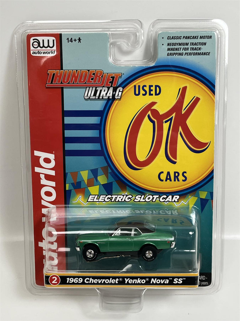 1969 Chevrolet Yenko Nova SS Grn Thunderjet Ultra G HO Slot Car Auto World SC377-2