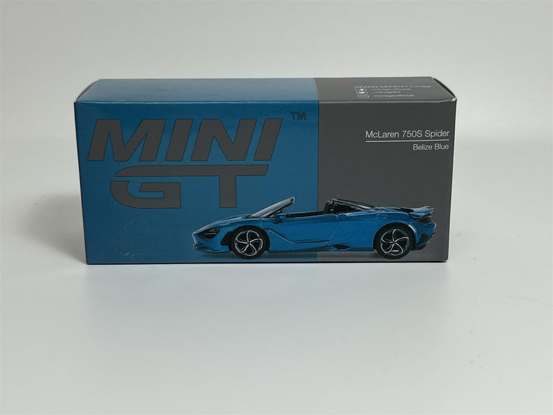 McLaren 750S Spider Belize Blue LHD 1:64 Scale Mini GT MGT00812L