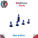 Safety Cones Blue and Silver 15mm 20 pack Track Side Scenery 1:32 scale Wasp