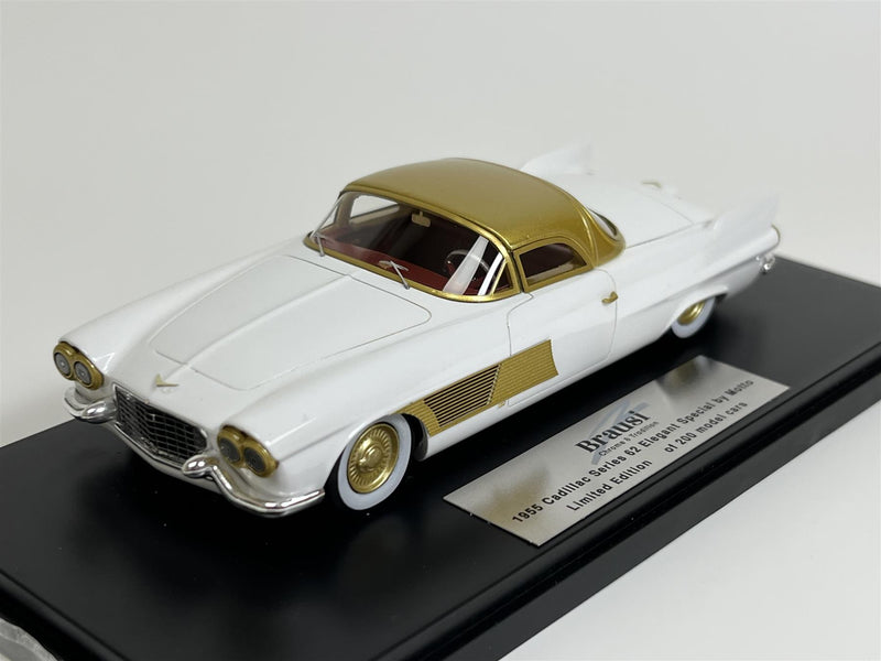 1955 Cadillac Series 62 Elegant Special by Motto White Gold 1:43 Scale Brausi BRA2105