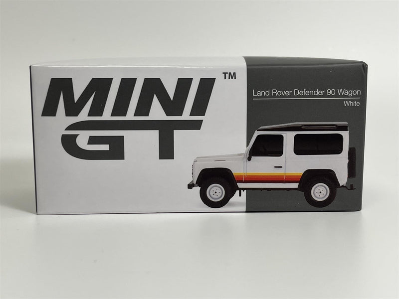 Land Rover Defender 90 Wagon White LHD 1:64 Scale Mini GT MGT00378L