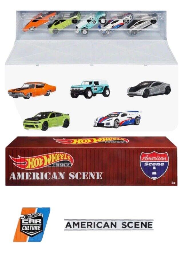 American Scene 5 Car Set With Container 1:64 Hot Wheels Real Riders HFF44 LA10