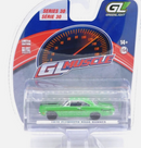 a green toy car in a plastic package