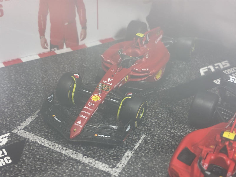 Ferrari Racing F1 4 Car Set Leclerc #16 Sainz #55 1:43 Scale Bburago 36848