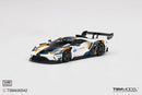 a white and blue race car