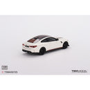 a white car with black stripes
