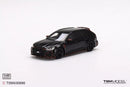 a black toy car with red stripes