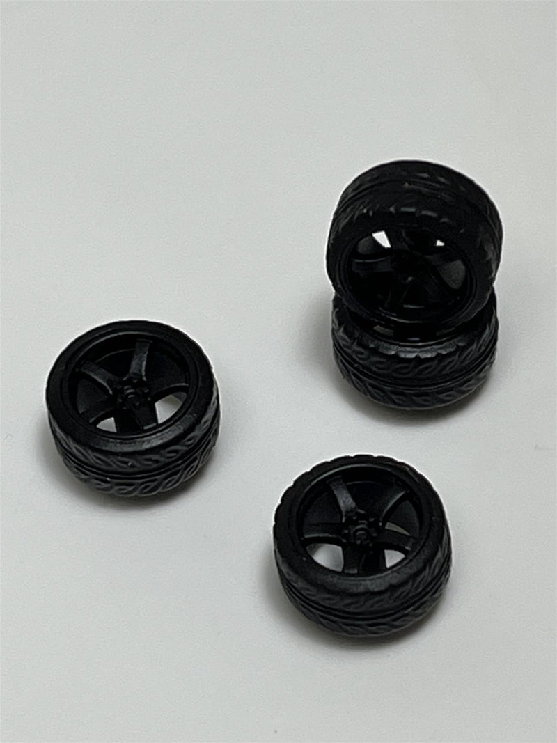 BNDS Custom Wheel Parts Wheel and Tyre Set Flat Black 1:64 MOT Hobby BC26402SFB