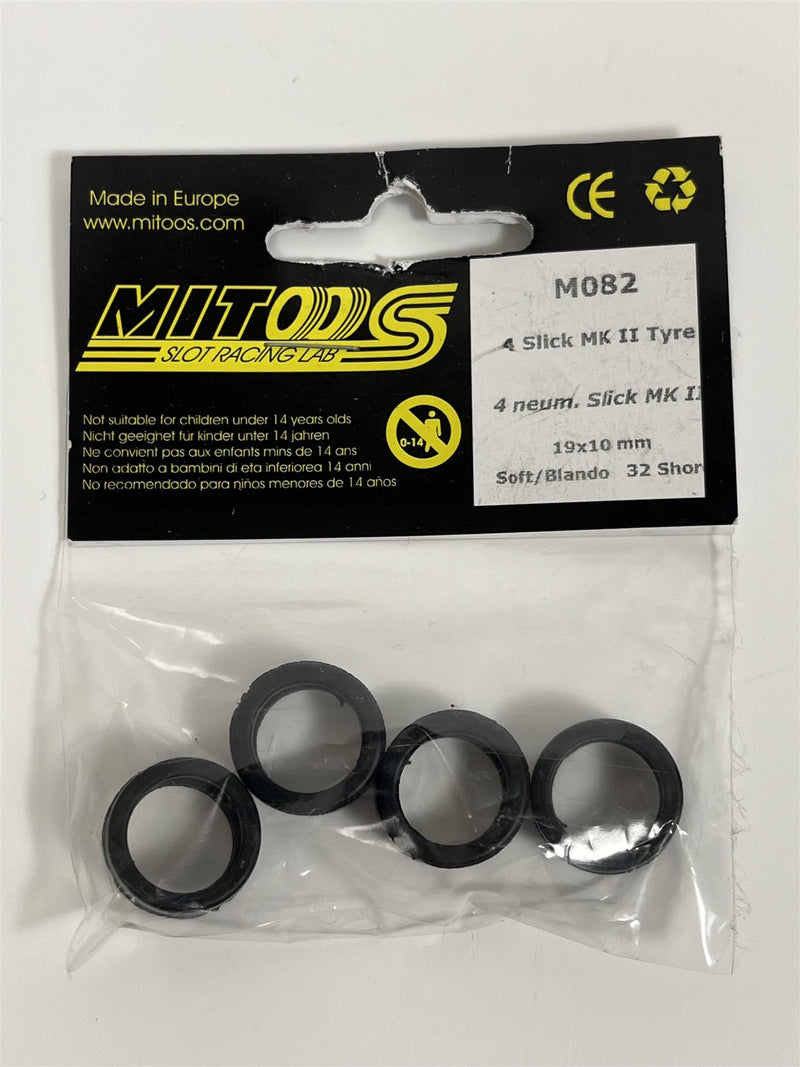 Mitoos M082 Slick Tyres MK II x 4 - 19 x 10mm - 32 Shore - New