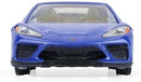 a blue sports car on a white background