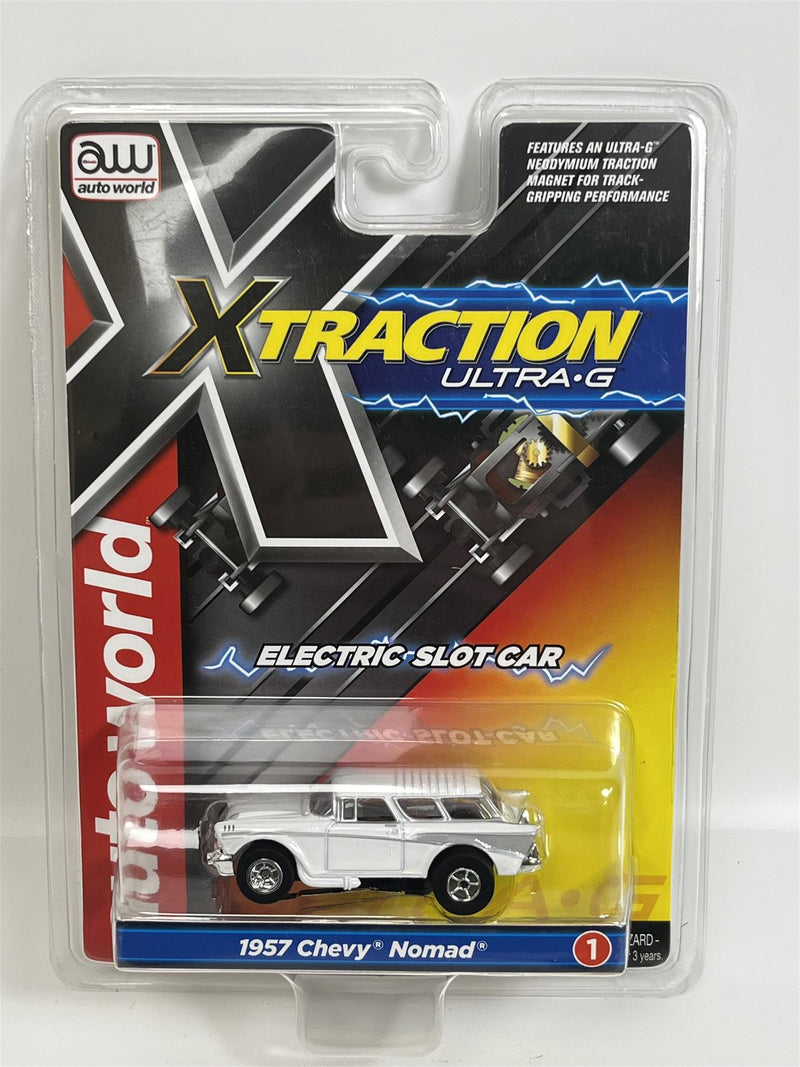 1957 Chevy Nomad White HO Scale Slot Car X Traction Auto World SC368-1