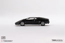 a black toy car on a white background