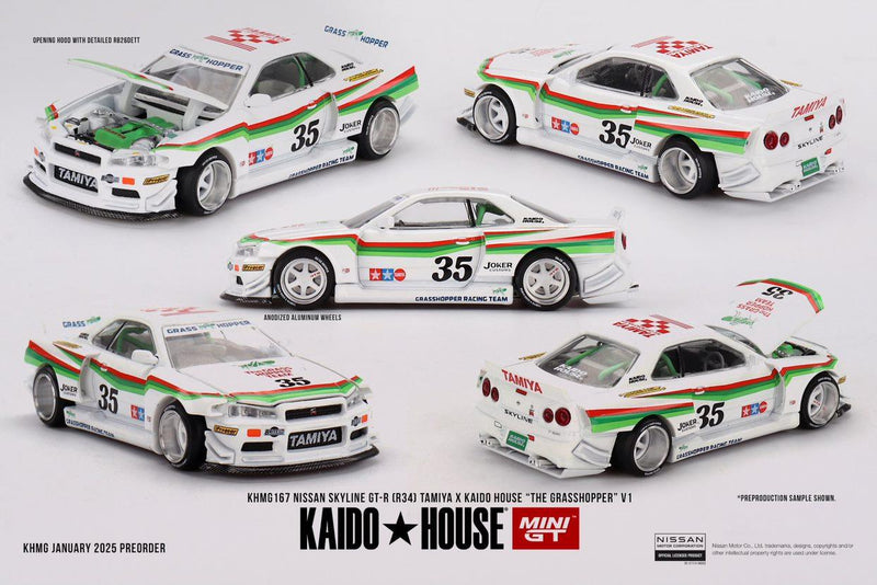 Nissan Skyline GT-R R34 The Grasshopper V1 1:64 Kaido House Mini GT KHMG167