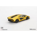 a yellow sports car on a white background