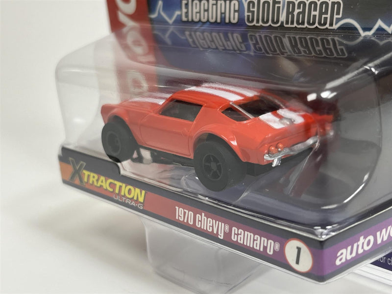 1970 Chevy Camaro Red X Traction Flame Throwers HO Scale Auto World SC366-1