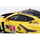 a close up of a yellow race car