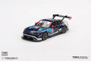 a blue and white race car