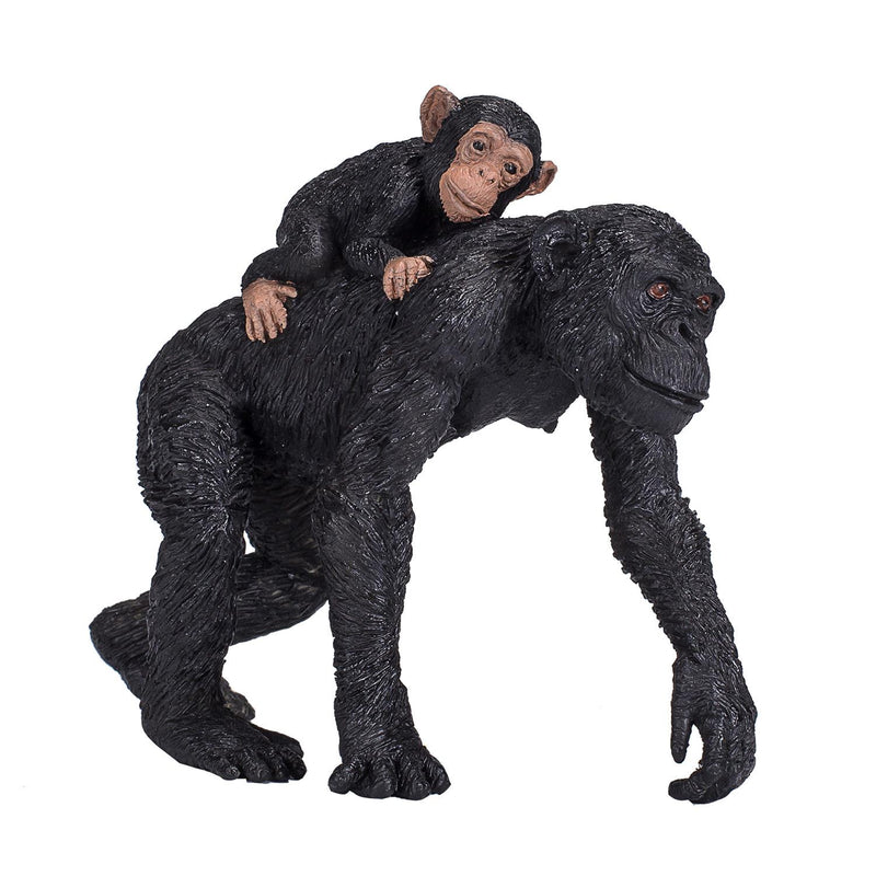 Chimpanzee And Baby Wildlife Toy Figure 10 cm Height Approx Mojo Fun 387264