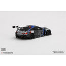 a toy car with a black and blue design