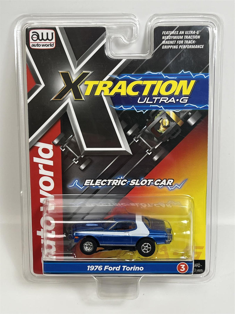 1976 Ford Torino Blue X Traction Ultra G HO Scale Slot Car Auto World SC368-3