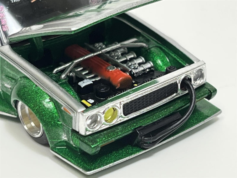 Skyline 0210 Kaidi Racer Bosozoku Style Silver Green 1:64 Pop Race PR640061