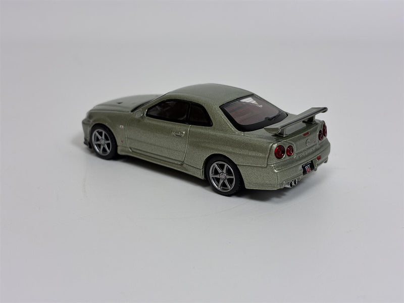Nissan Skyline GT-R R34 V-Spec II Nur Millenium Jade RHD 1:64 Mini GT MGT01003R