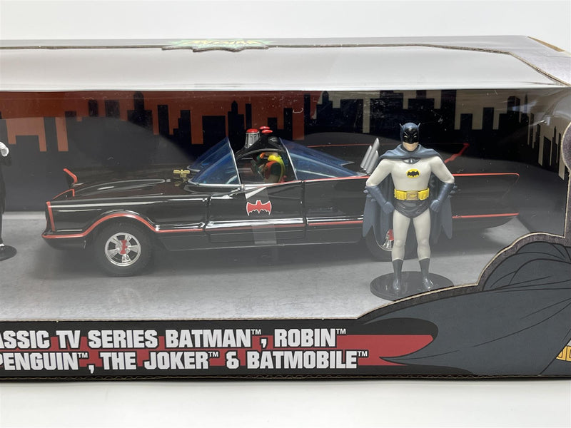 Batman Classic TV Series Batman Robin Penguin Joker Figures and Batmobile 1:24 Jada 33737 253215011