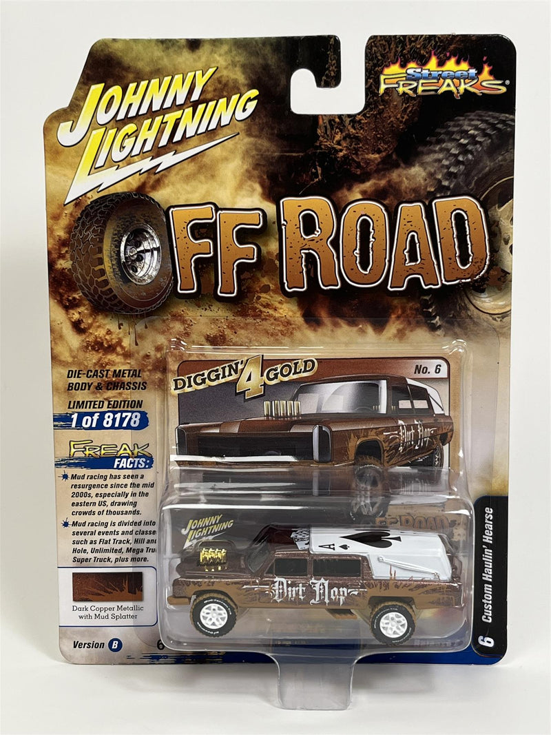 Custom Haulin Hearse Dark Copper Metallic with Mud Splatter 1:64 Johnny Lightning JLSF024B