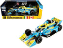 a blue and yellow toy race car