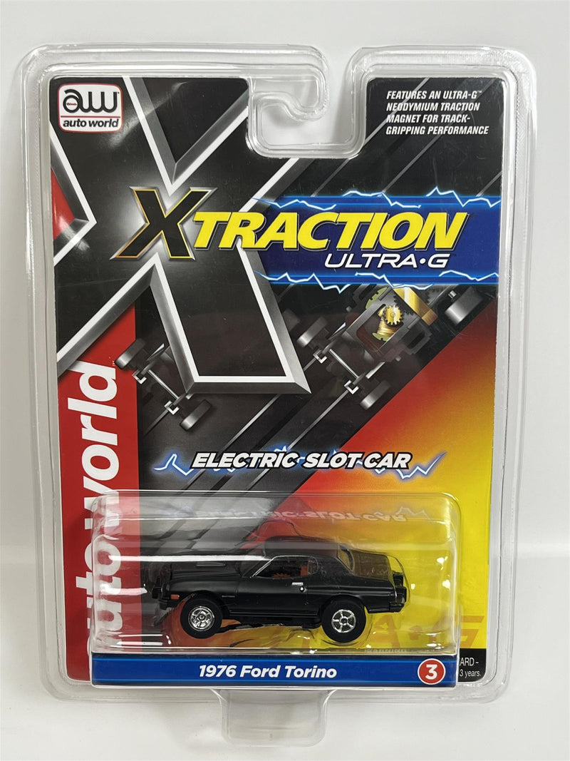 1976 Ford Torino Matt Black HO Scale Slot Car X Traction Auto World SC368-3