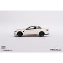 a white car with black wheels