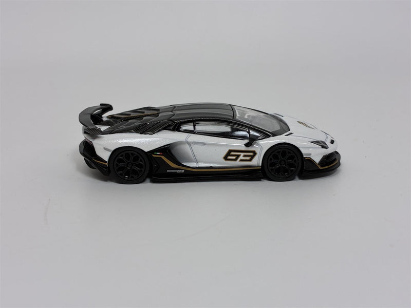 Lamborghini Aventador SVJ 63 Bianco Asopo White RHD 1:64 Mini GT MGT00842R