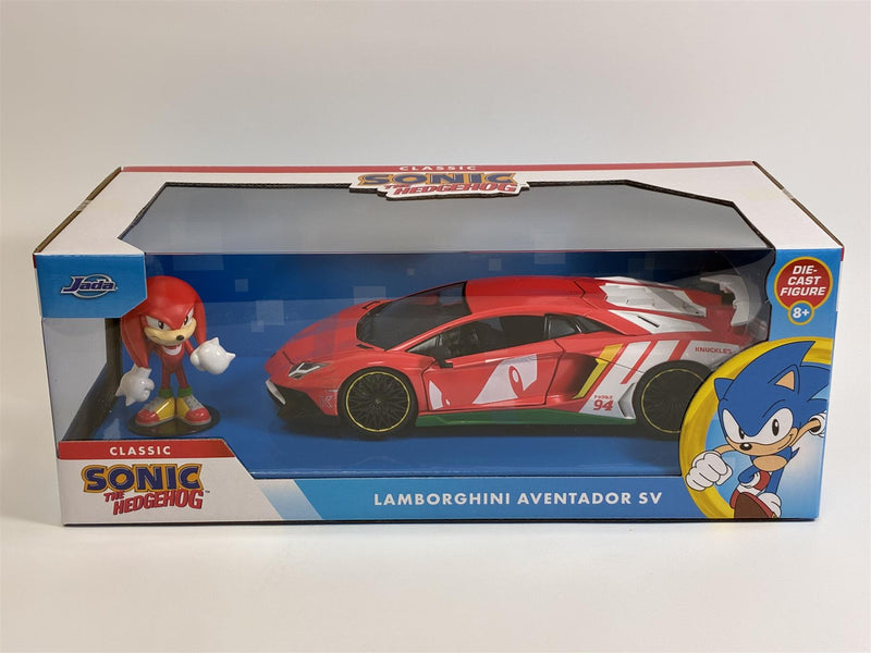 Sonic The Hedgehog Knuckles Figure and Lamborghini Aventador SV 1:24 Scale Jada 36264