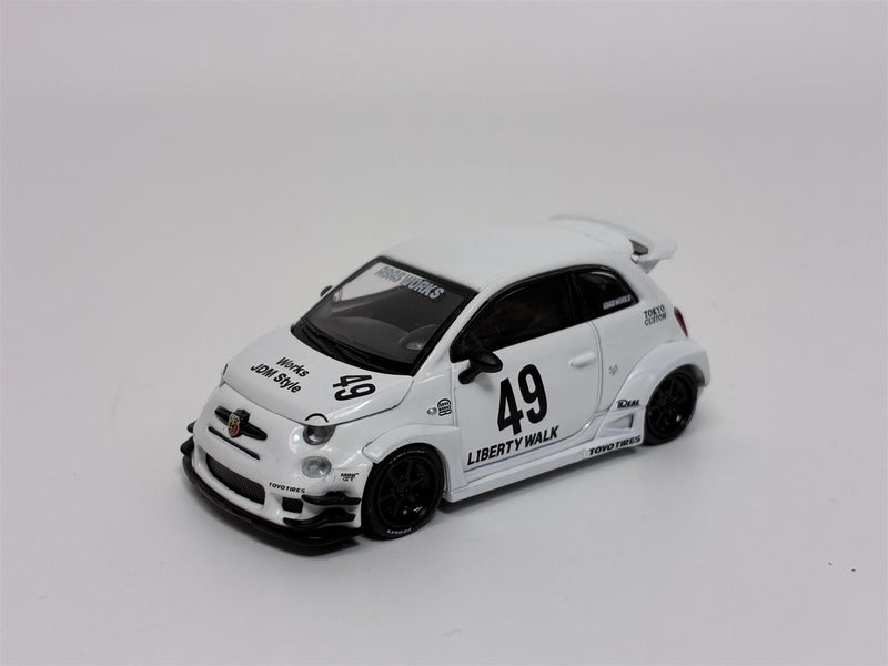 Abarth 595 LB Works Abas Works Gara White LHD 1:64 Mini GT MGT00809L