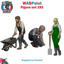 Trackside Unpainted Figures Scenery Display 3 x Gardeners Set 193 New 1:32 Scale Wasp