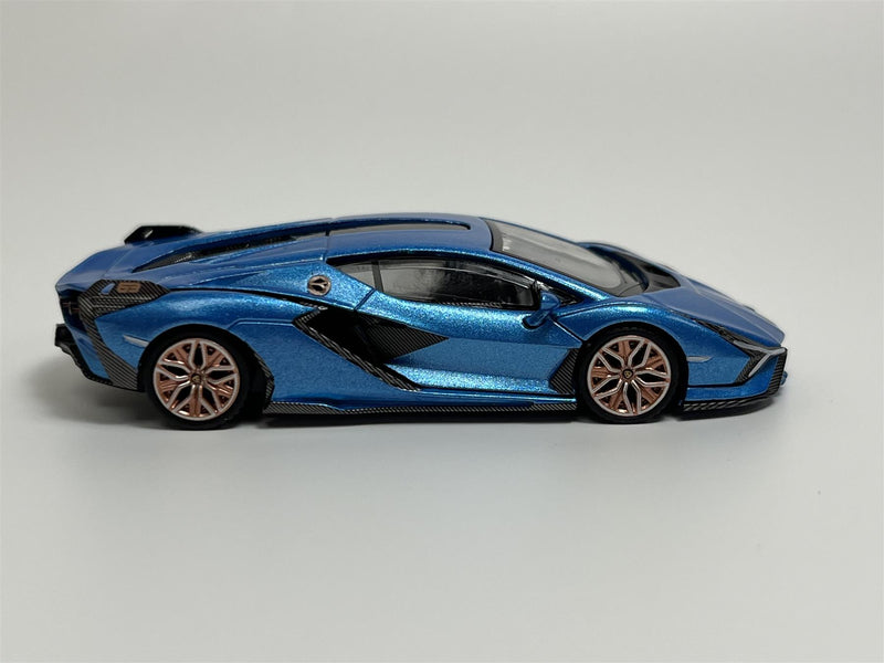 Lamborghini Sian FKP 37 Blu Aegir LHD 1:64 Scale Mini GT MGT00573L