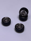 BNDS Custom Wheel Parts Wheel and Tyre Set Flat Black Chrome 1:64 MOT Hobby BC26405BC