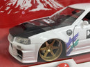 Nissan Skyline 2002 GTR R34 JDM Tuners White 1:24 Jada 36339