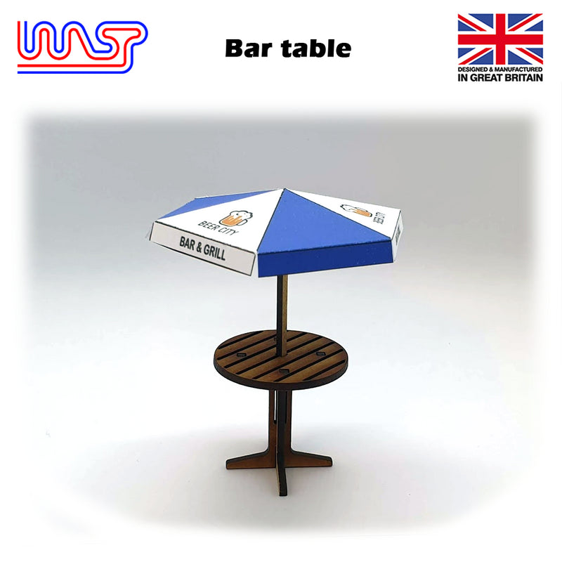 Slot Car Scenery Track Side Bar Table and Umbrella 3 pack 1:32 Scale Wasp