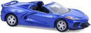 a blue toy car with its open door